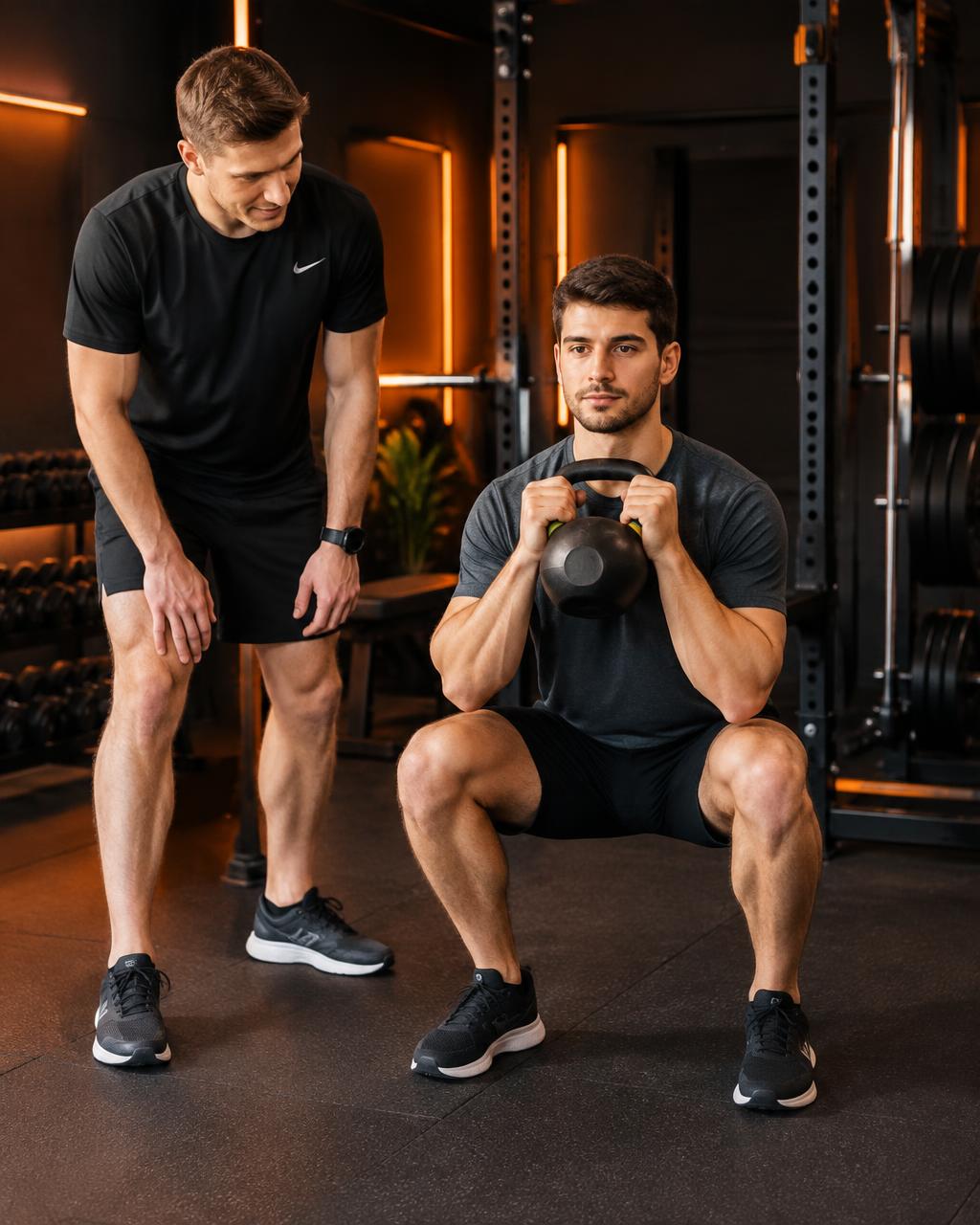 Coach teaching a goblet squat